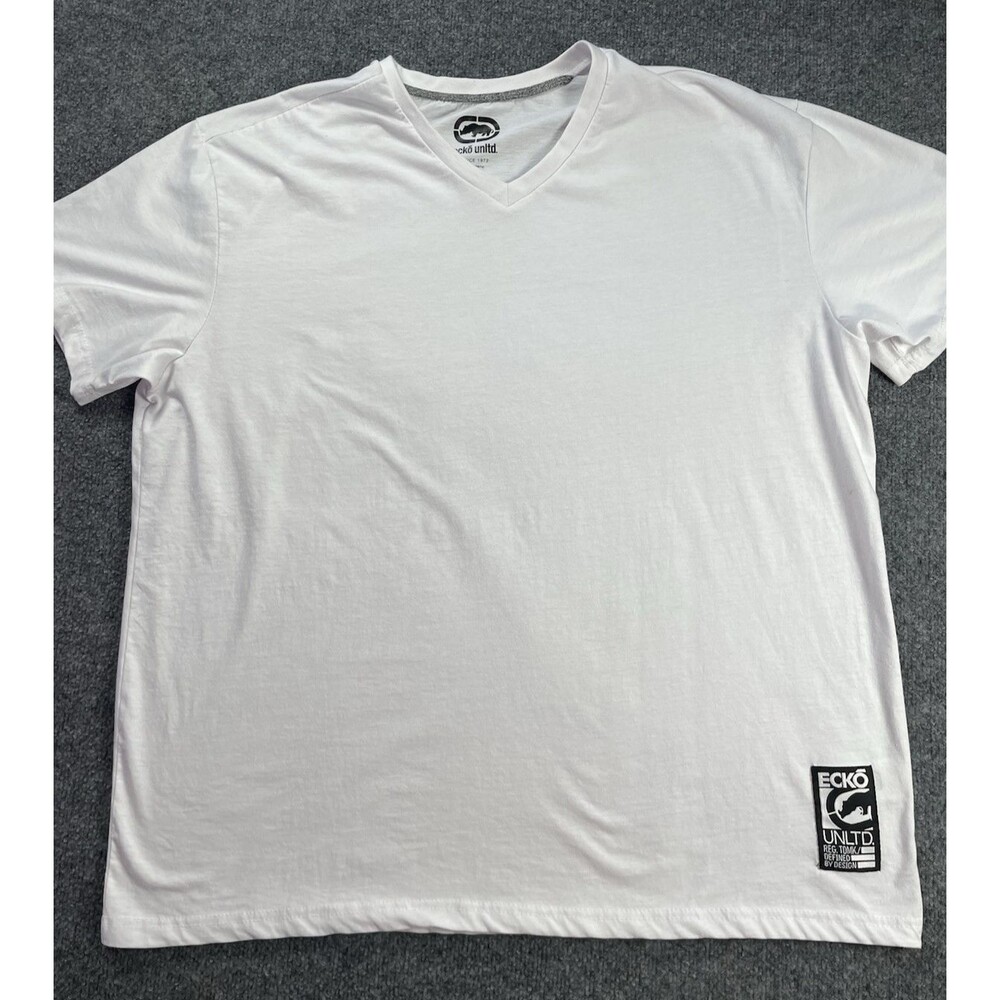 Ecko T-Shirt Mens 2XL White V-Neck Short Sleeve Pullover XXL